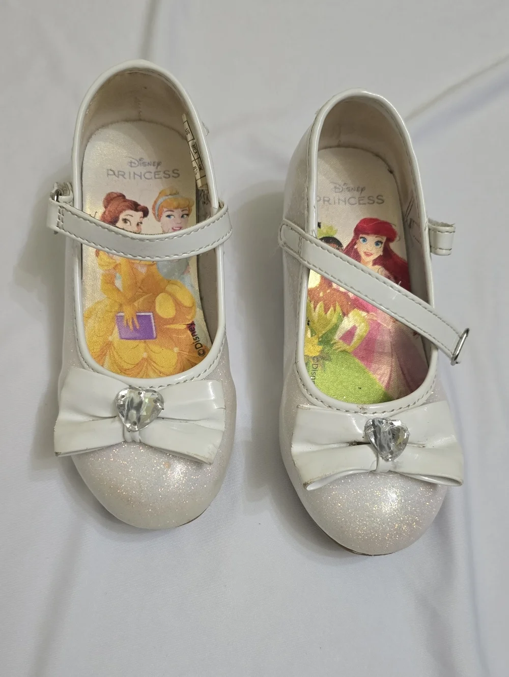 Girls White Sparkle Bow Mary Jane Shoes